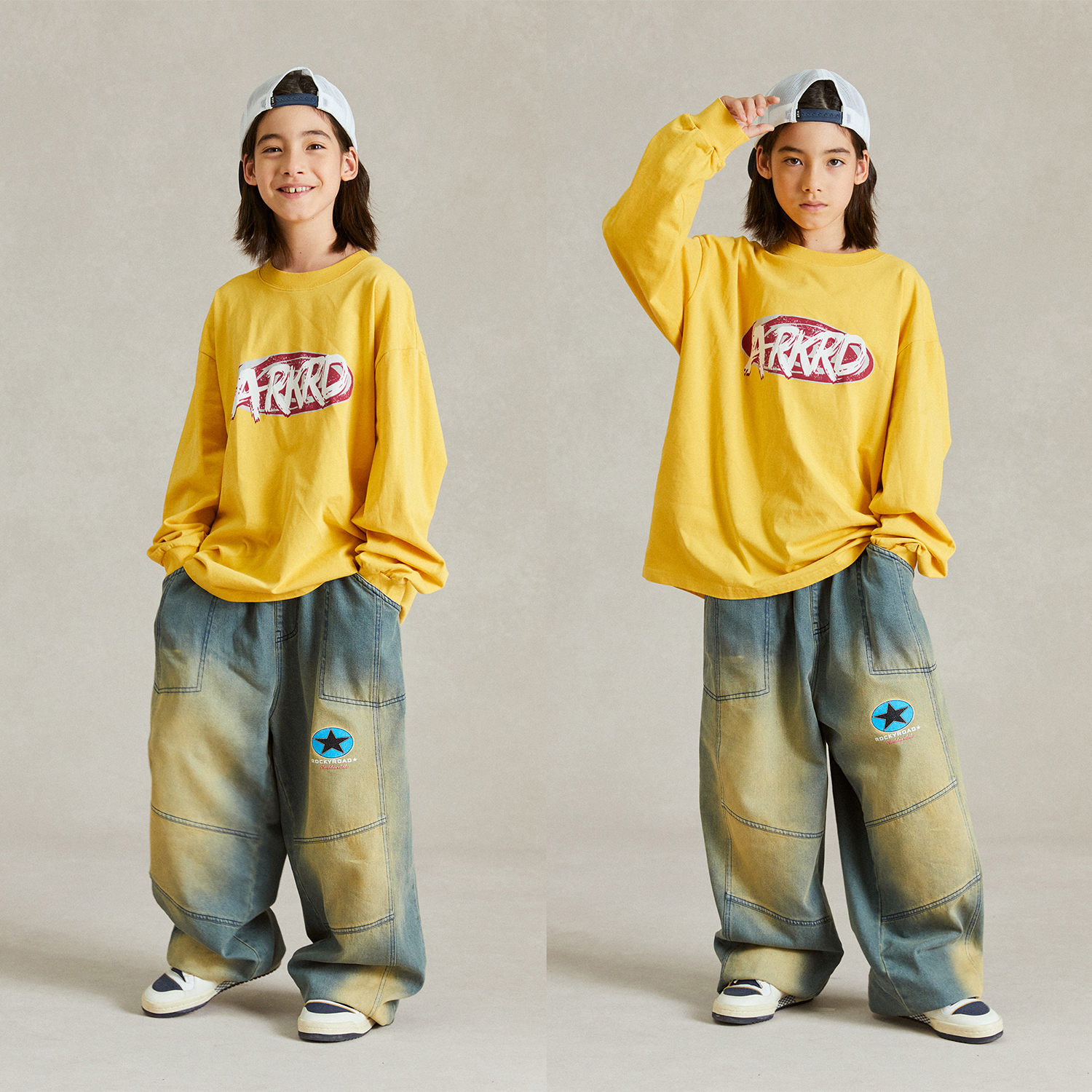 ROCKYROAD童装儿童街舞演出服长袖印花打底衫美式hiphop街舞潮服