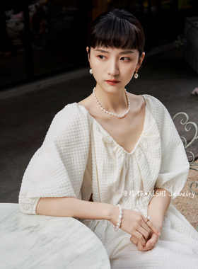 「禧饰」S925纯银镀18k真金珍珠项链简约气质轻奢风