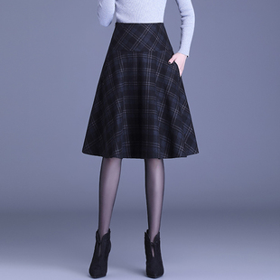 毛呢a字半身裙女秋冬2025新年款 百褶裙伞裙子 高腰显瘦气质中长款