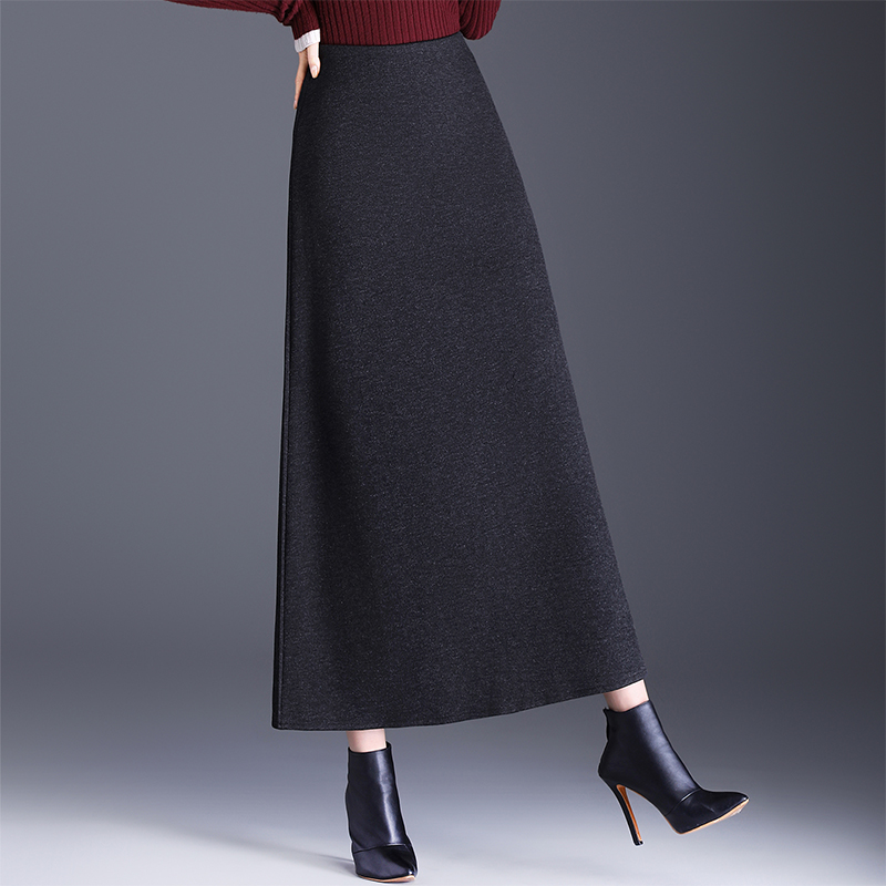 气质毛呢伞裙长款a字女士配大衣