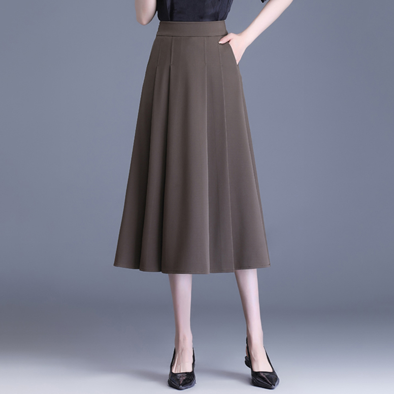 中长款大摆赫本风a字半身裙