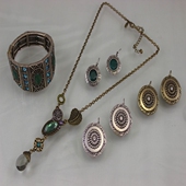 仅此一批C4 中古老货 EV品牌打标古典纹饰项链耳环手镯戒指 6DV