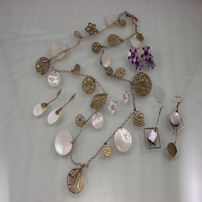 品牌高端古董贝壳奢华耳环项链