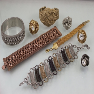 中古老货 经典织网格酷潮牌ins冷淡风戒指手镯 仅此一批H4-1DT