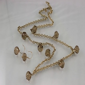 中古老货 5DL 仅此一批E2 s&d品牌打标18mm水晶钻饰长款 项链耳环