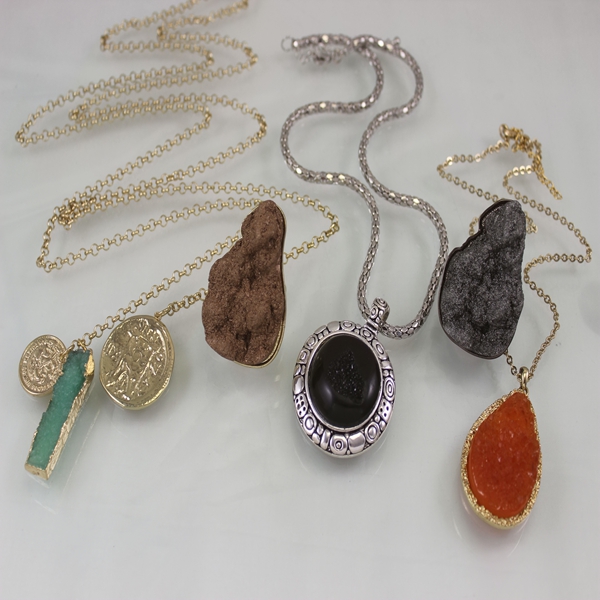 不规则火山岩造型夸张戒指项链