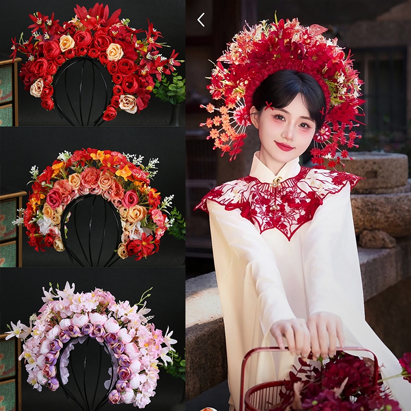 浔埔簪花头饰成品古风闽南头箍饰品写真拍照发箍配饰花环汉服发饰