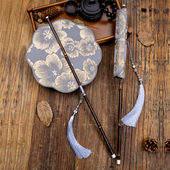 腰扇手工长柄扇子古风女式 汉服跳舞团扇中国风演出折叠扇夏天竹扇