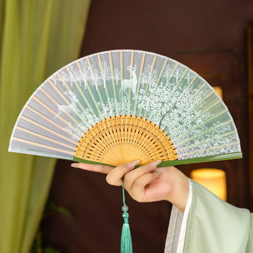 丝艺堂中式扇子古风印花折扇定制