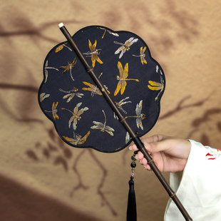 扇子女夏天便携腰扇国风折叠长柄团扇古风拍照舞蹈cosplay汉服扇