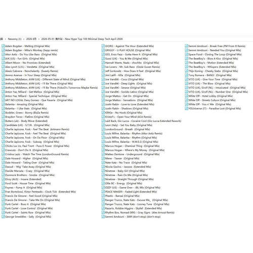 2026 5月海外站Beatport Minimal Deep Tech酒吧早场舞曲DJ套曲