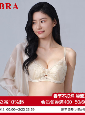 安莉芳旗下E-BRA透气内衣聚拢防下垂大胸显小女刺绣性感薄款文胸