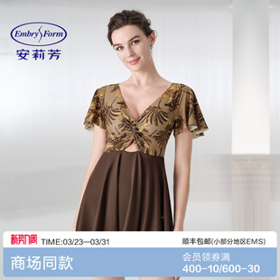 保守修身 安莉芳印花镂空花色高端时尚 设计女士连体泳衣 度假风