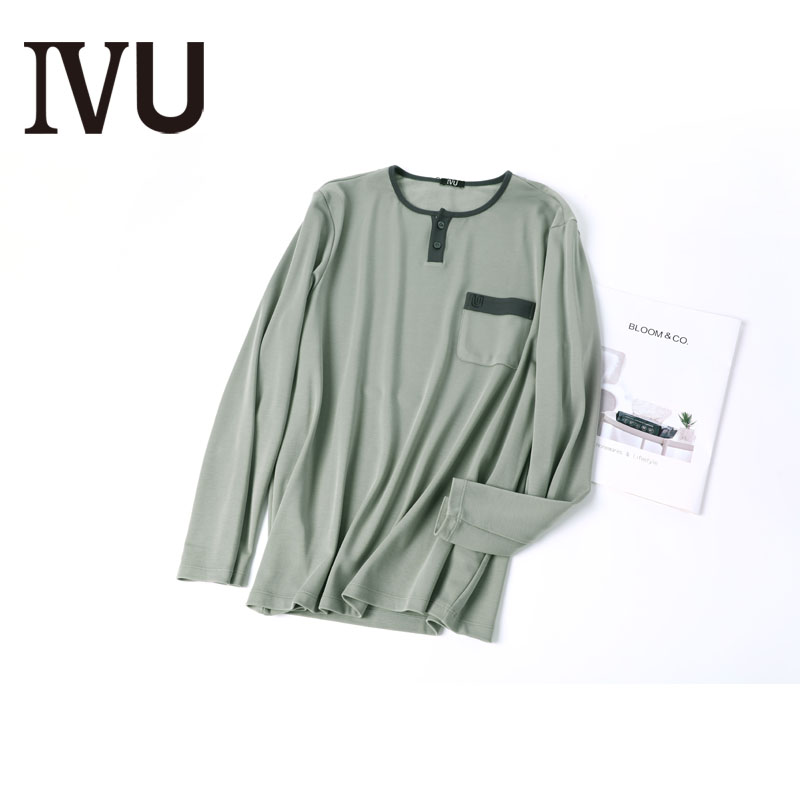 安莉芳旗下IVU男秋冬新品长袖圆领睡衣上装可打底内搭上衣UL00081