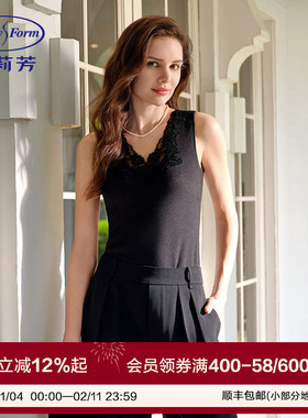 安莉芳专柜新品无袖带杯背心款v领打底上衣女士舒适秋衣ED00428