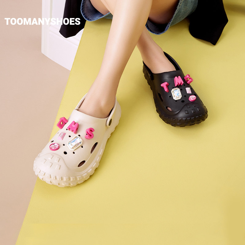 Toomanyshoes洞洞鞋夏季新款彩色泡泡沙滩凉鞋包头拖鞋女外穿