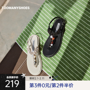 Toomanyshoes拖鞋迈阿密度假凉鞋夹趾人字拖平底凉拖女夏季外穿