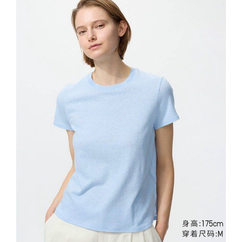 女装麻混纺圆领T恤/短袖26春夏新款486334