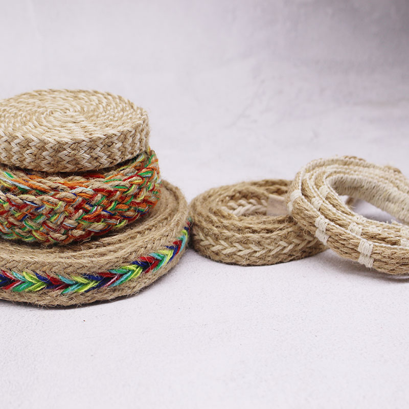 扁麻绳花式编织绳子彩色diy装饰