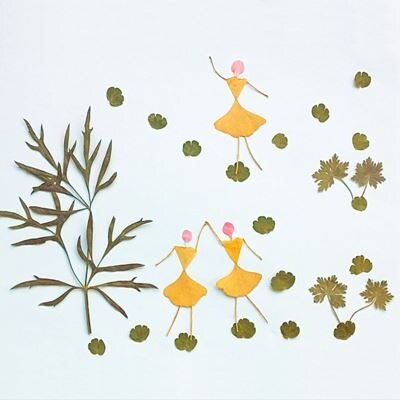 树叶贴画真植物标本材料包幼儿园儿童手工作业亲子活动成品便宜