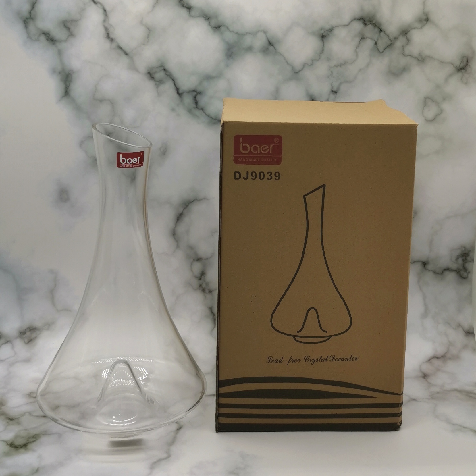 Baer水晶玻璃醒酒器斜口酒壶长颈红酒盛酒器倒酒器分酒器凸底供港