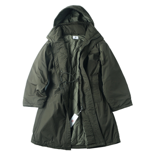 冬季防风防水连帽派克棉大衣男宽松廓形中长款可束腰军事棉衣外套