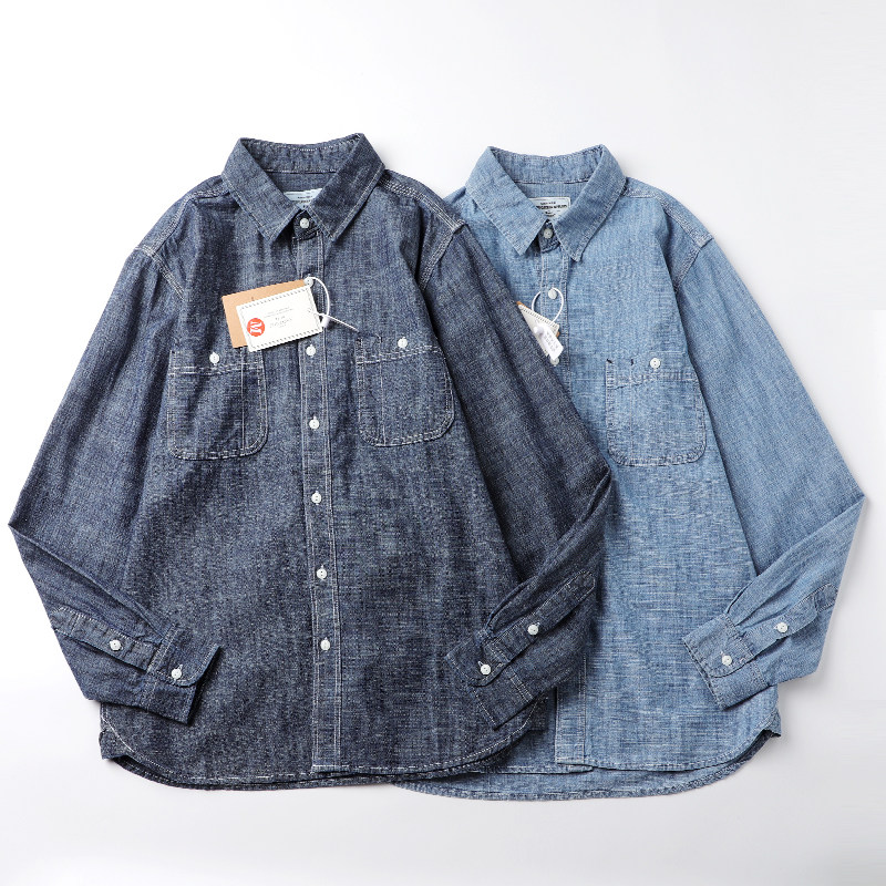 春季薄款慵懒风高级感牛仔衬衫男水洗做旧纯棉透气宽松长袖叠穿