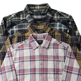 秋冬季美式复古重磅格子衬衫男宽松廓形纯棉厚实oversize叠穿外套
