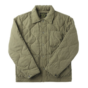 秋冬季美式复古葫芦纹S型绗缝工装棉衣男宽松柔软桃皮绒保暖外套