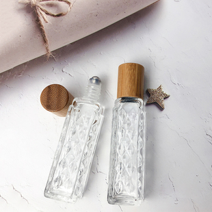 香水瓶走珠瓶精油瓶避光玻璃滚珠分装 瓶小样瓶竹制空瓶子便携旅行