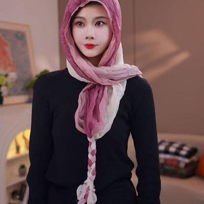 麻花辫围巾夏防晒气质丝巾披肩