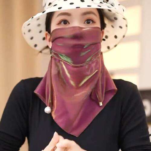2025新款贝珠炫彩丝巾防晒面罩