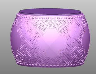 仿古福字石桌凳圆雕图三维立体stl精雕图圆鼓桌模型3d电脑雕刻图