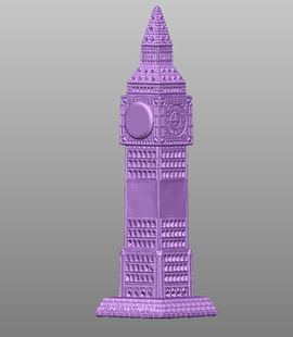 钟塔建筑圆雕图三维立体stl精雕图大本钟模型3d打印电脑雕刻图