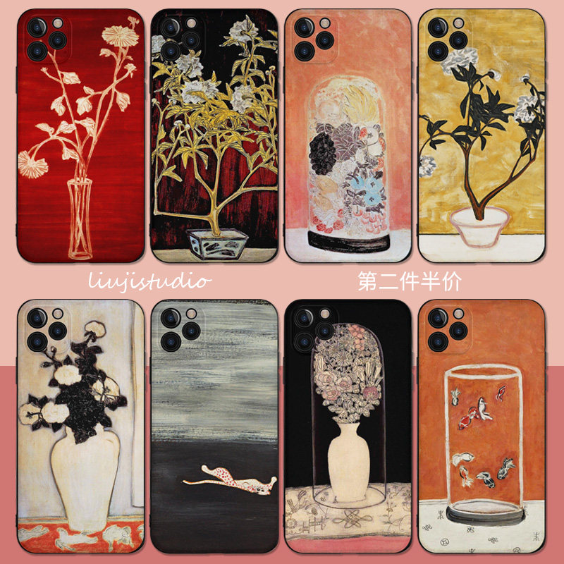 常玉手机壳中国风国画文艺油画美术小众艺术好适用于苹果华为VIVO小米OPPO荣耀IQOO浮雕工艺支持来图定制