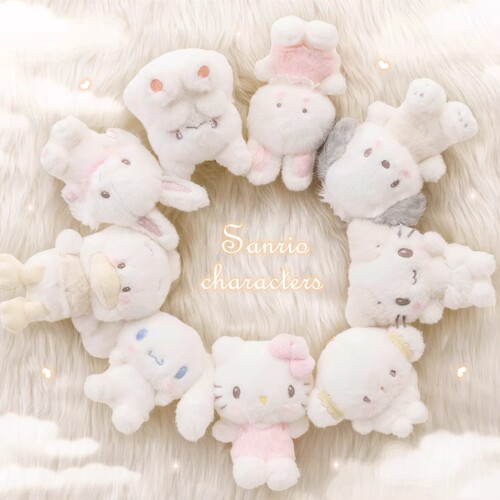 现货sanrio棉花糖猫茸茸云朵挂件公仔抱枕收纳包盲盒凯蒂猫樱桃兔