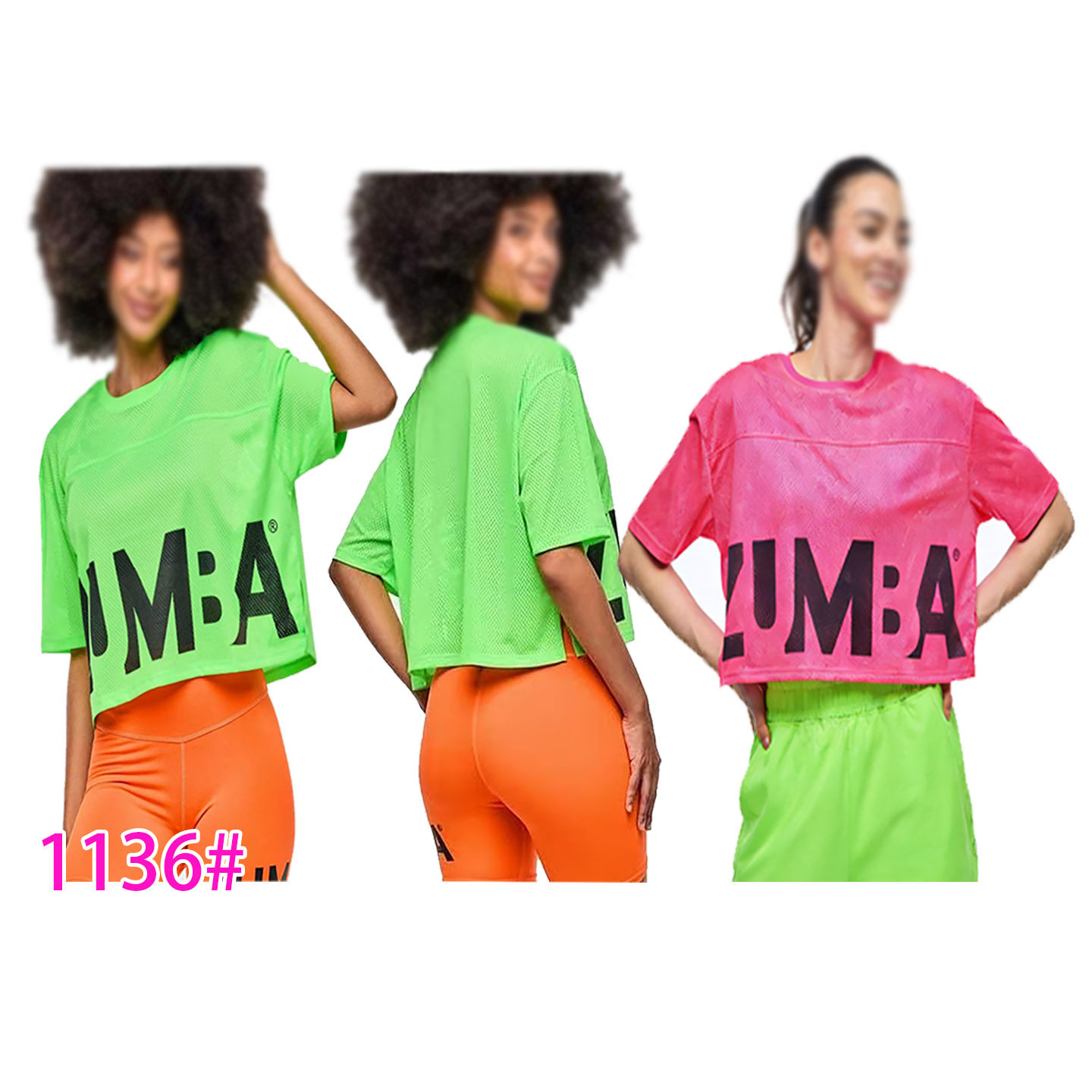 ZW特价 舞蹈服健身服运动跑步 宽松 短款女装T恤  速干 透气 1136