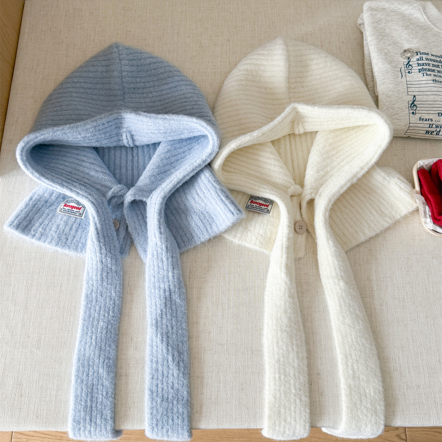 高品质加厚针织帽子女冬季保暖毛线帽巴拉克拉法帽混纺材质护耳帽