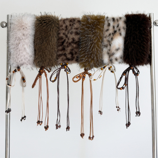 个性穿搭保暖走秀款毛毛腰带装饰辣妹腰巾配饰y2k亚文化毛领围脖