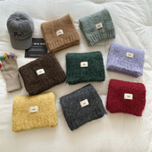 韩版 围巾男 新款 百搭围脖长款 含羊毛混色针织毛线保暖围巾女冬季