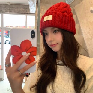 时尚穿搭风羊毛针织毛线麻花帽子女秋冬季欧美韩版百搭美式冷帽子