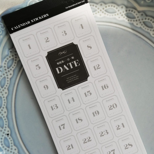 品牌特卖和纸彩虹色&h黑白色系手帐日程记事本一年份数字日历贴