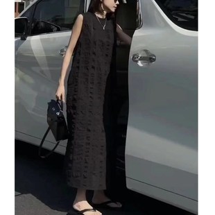 长裙无袖 英国portney 高端精致法式 bell夏季 宽松褶皱女裙 新款