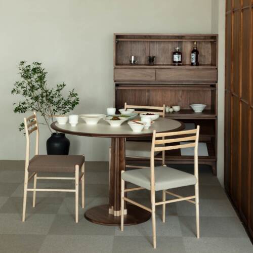 梵几实木岩板圆形餐桌