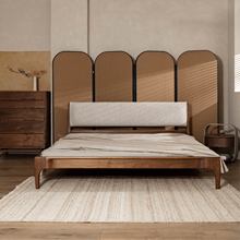 梵几|月泊床归舟子床实木框架软包床头黑胡桃木双人床黑色子母床