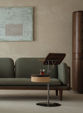 梵几山脊线|悬游多功能边几客厅沙发不锈钢实木可升降小茶几