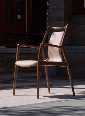 梵几-山脊线|螳螂椅 实木餐椅高级黑胡桃木茶椅现代新中式主人椅