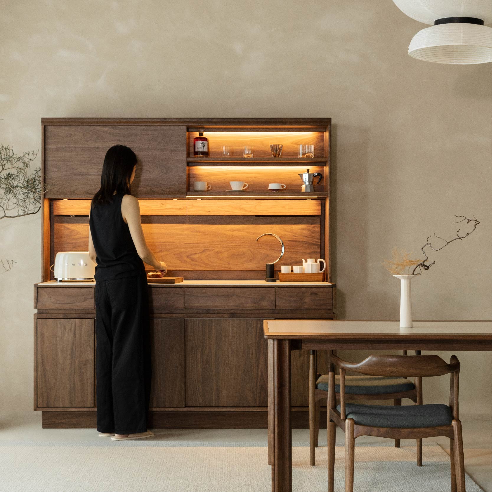 梵几实木餐边柜多尺寸带上下水