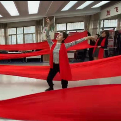 红绸带彩带舞蹈绸子大红布七彩色飘带加厚加密绸缎大型运动会道具