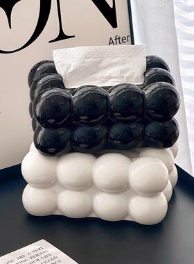 奶油风纸巾盒棉花糖家用客厅高级轻奢卧室餐巾纸盒高级抽纸盒创意